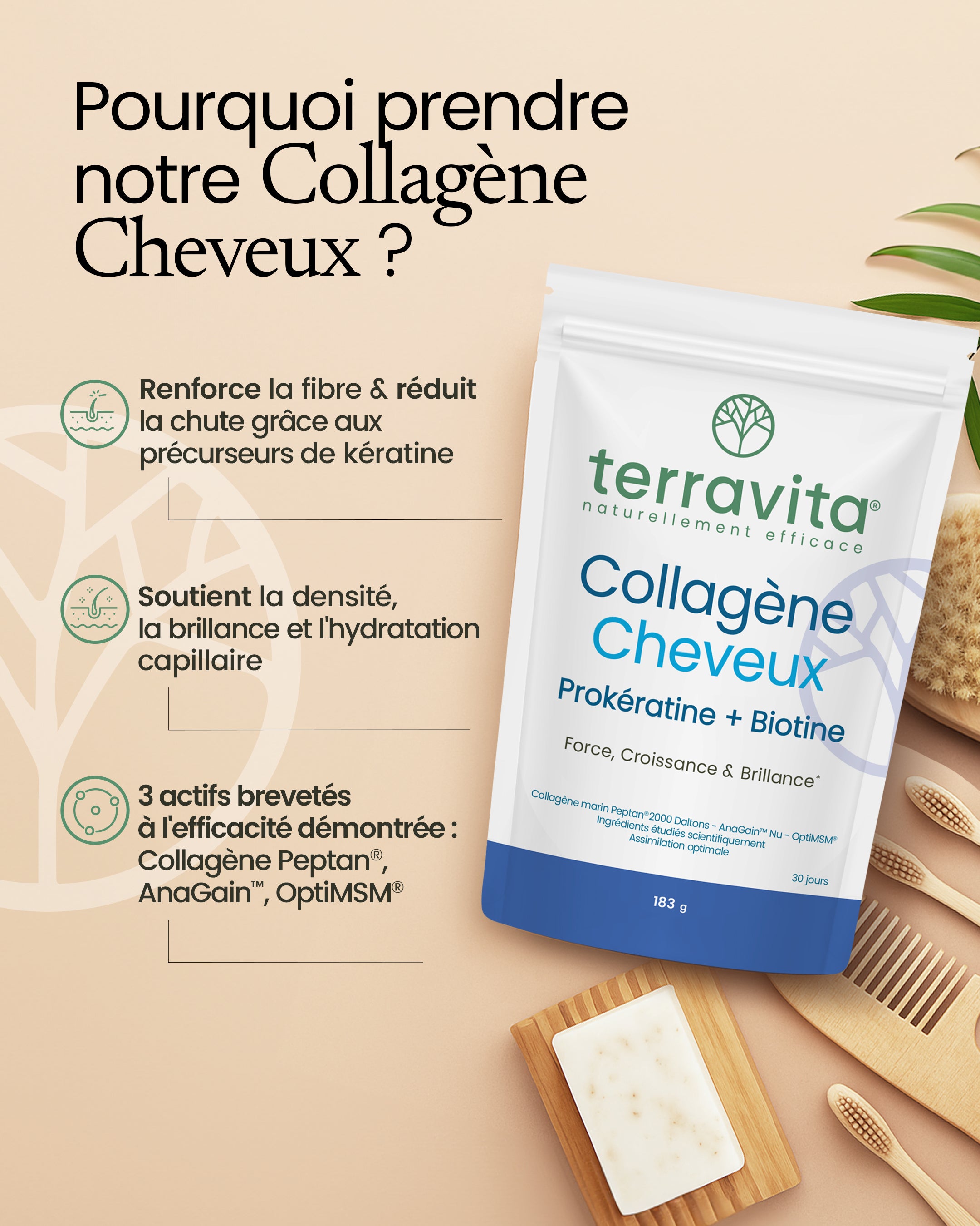 Collagène cheveux en poudre