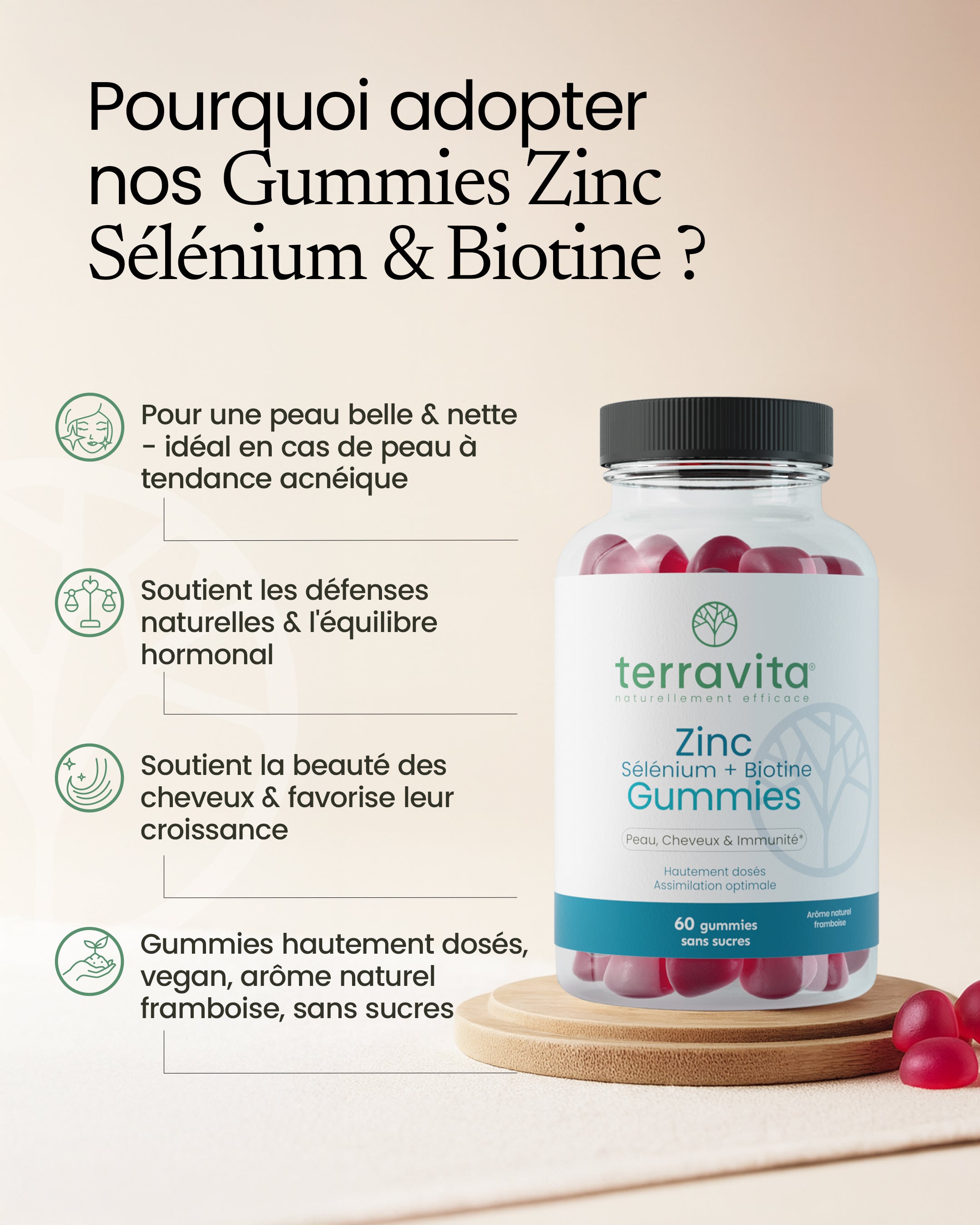 Zinc + sélénium & B8 gummies