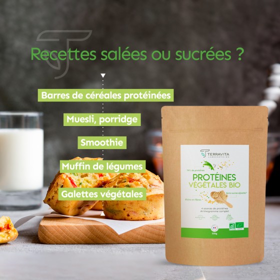 Protéines végétales Bio en poudre