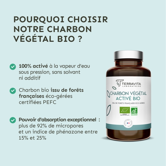 Charbon végétal activé bio