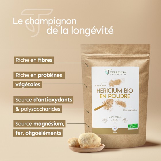 Héricium Bio (Lion's Mane) en poudre