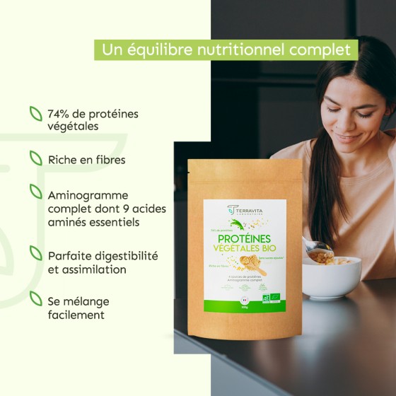 Protéines végétales Bio en poudre
