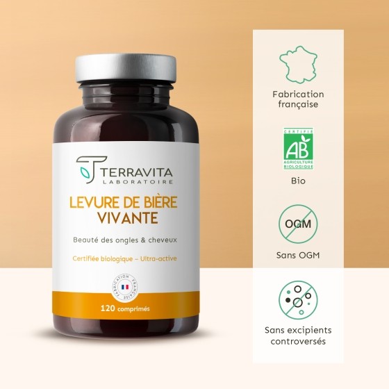 Levure de bière Vivante Bio 1000mg - 120 gélules végétales