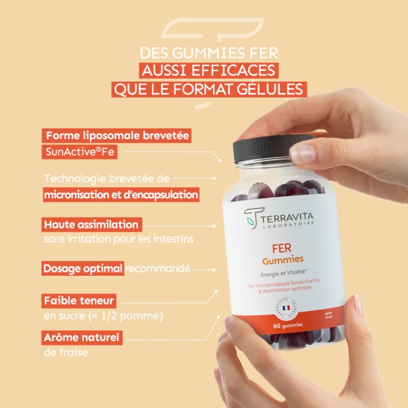 Gummies fer Terravita assimilation optimale actif breveté SunActive® Fe