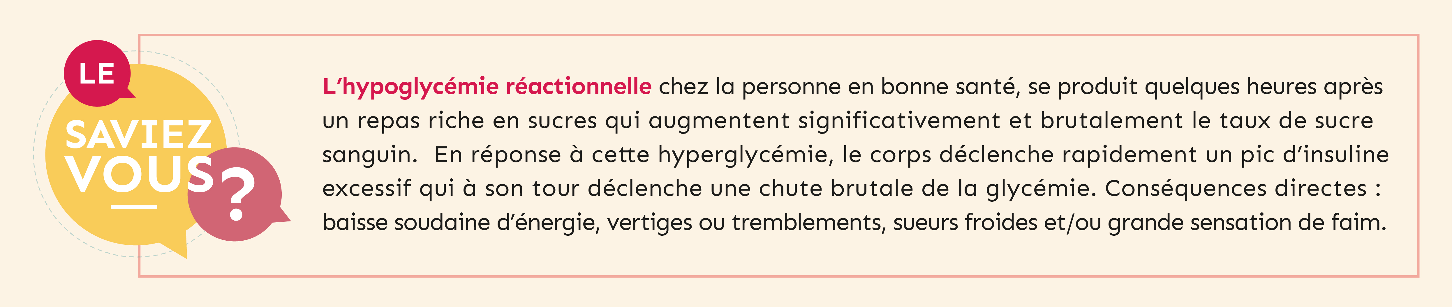 le saviez vous ? hypoglycémie réactionnelle